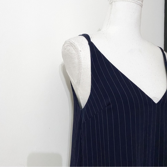 TOPSHOP NAVY WHITE STRIPED CRISS CROSS SLEEVELESS MIDI SHIFT DRESS - 4 - Picture 4 of 10